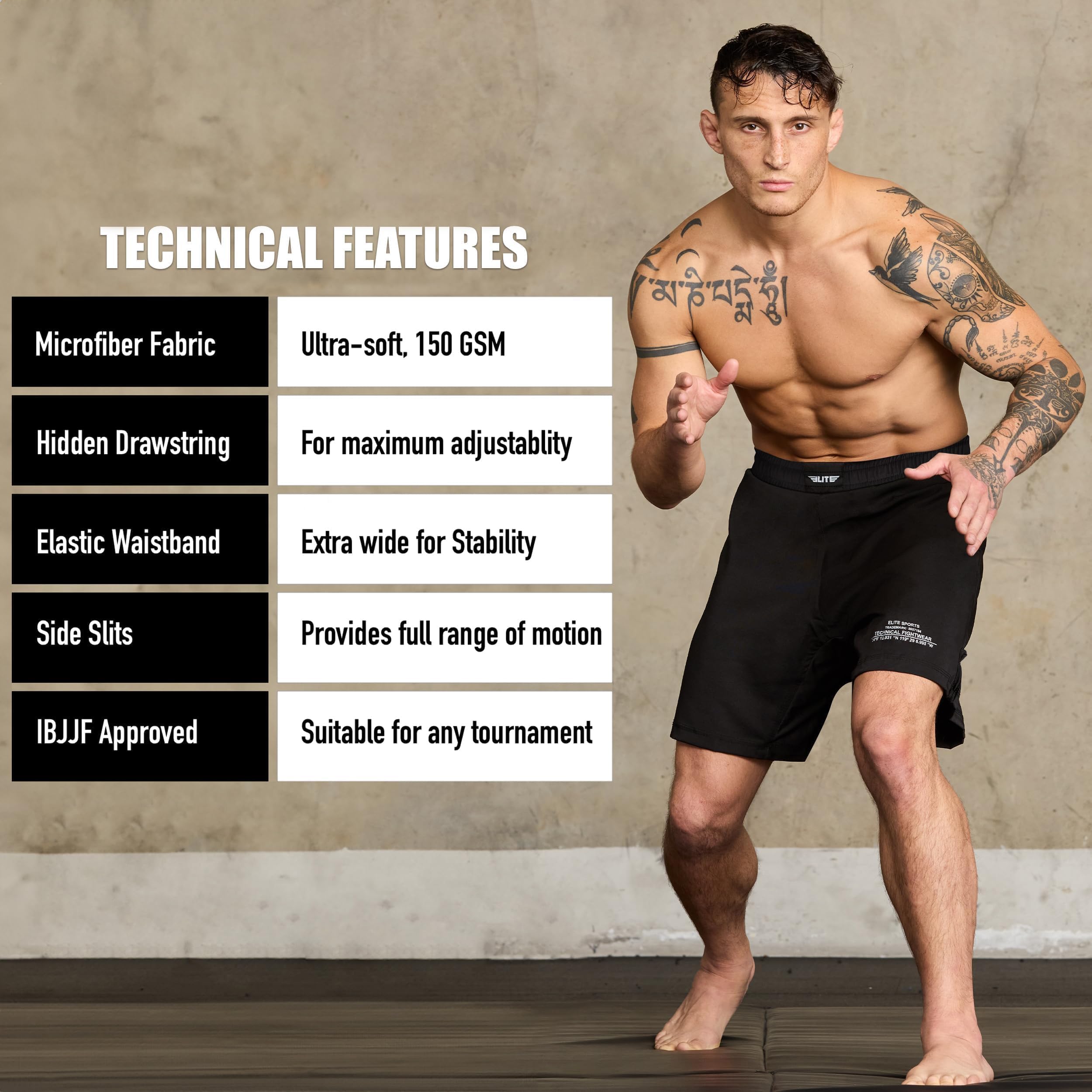 BJJ Shorts for Men No-Gi Jiu Jitsu Grappling, Muay Thai Shorts, Boxing, Kickboxing, MMA Fight Shorts Cage/UFC Training Shorts - Image 5