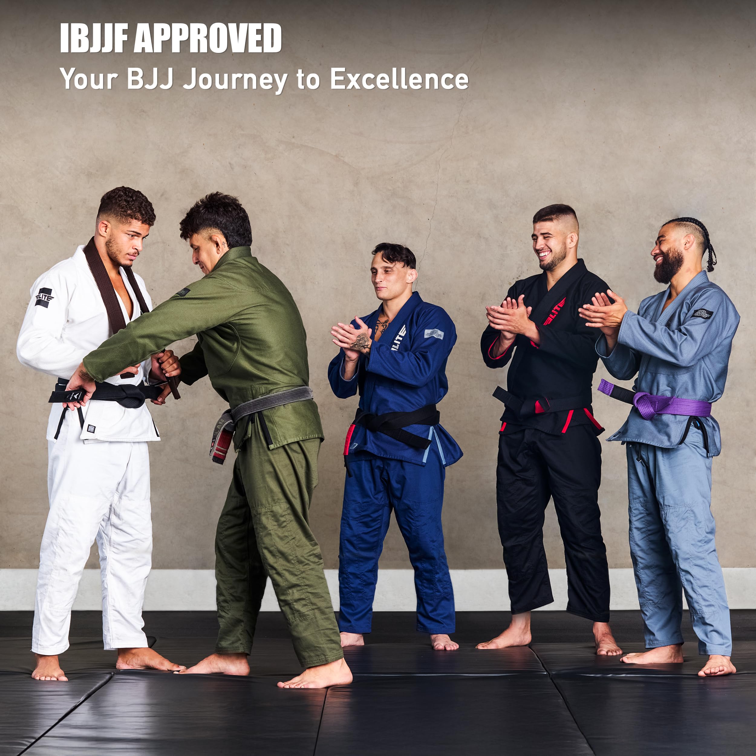 Elite Sports Adults Brazilian Jiu Jitsu Belts for Men & Women,Cotton IBJJF Approved BJJ Belts with Ranking Stripes Sleeve Bar - Image 5