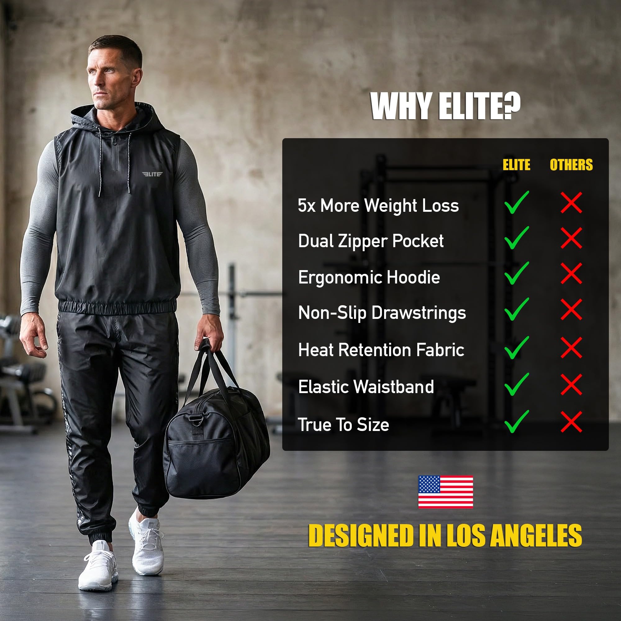 Elite Sports Men Sauna Shirt – Pullover Hoodie Sweat Vest Compression Thermo Body Shaper for Gym, Fat Burn & Weight Loss - Image 5